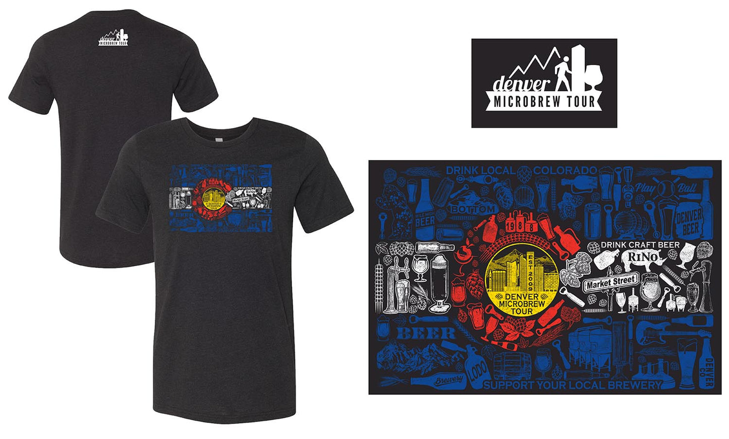 Colorado Flag Denver Microbrew Tour T-shirt